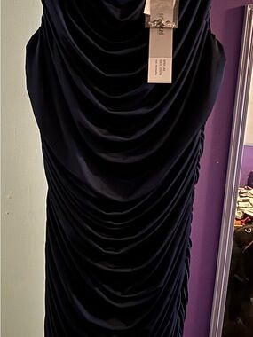 A Pea in the Pod Black Draped Ruched Midi Dress